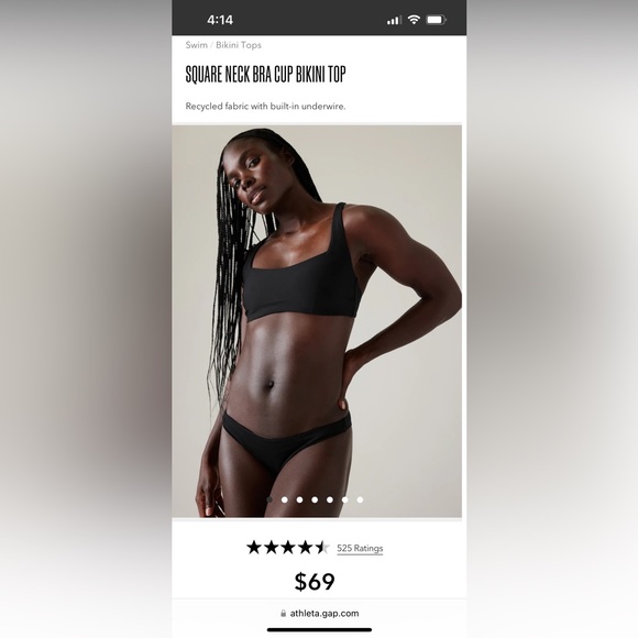 BRAND NEW Athleta Square Neck Bra Cup Bikini Top in Pink - Picture 5 of 5